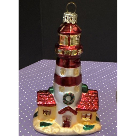 The Unbranded Brand Other - Lighthouse Colorful Glass Christmas Tree Ornament‎ Holiday Nautical Beach
